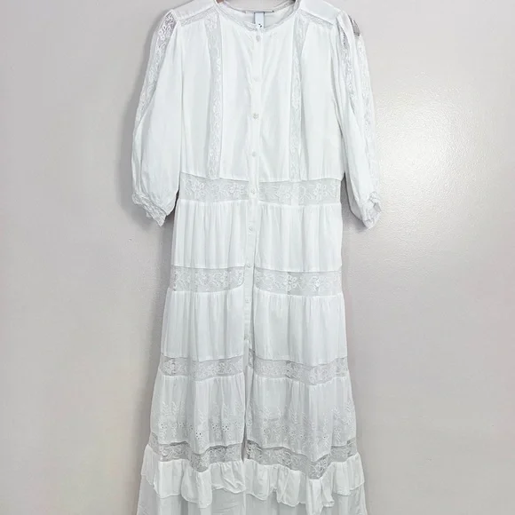 🎀 LoveShackFancy for Target Phoebe White Button-Up Dress - Picture 4 of 16